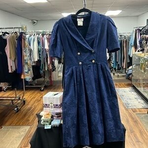 Vintage Navy Sailor Dress Classic LANZ Double-Breasted Midi Tailored USA Sz 8